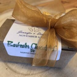 2 piece truffle box with custom wedding label