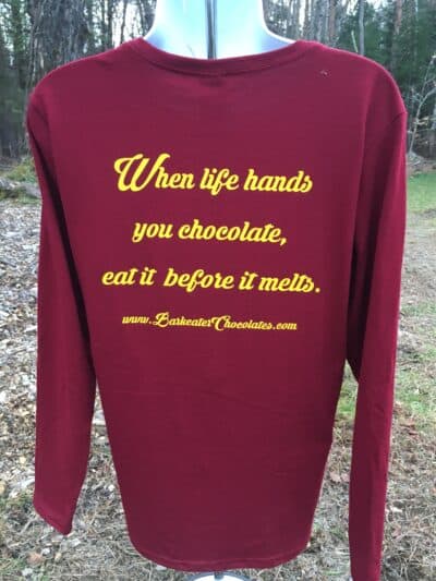 Red Shirt with When Life Hands You Chocolate Eat it Before it Melts