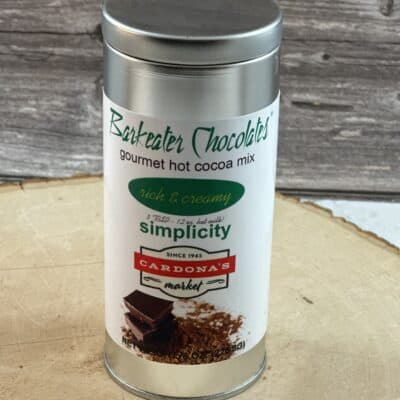 tin of hot cocoa with custom company logo